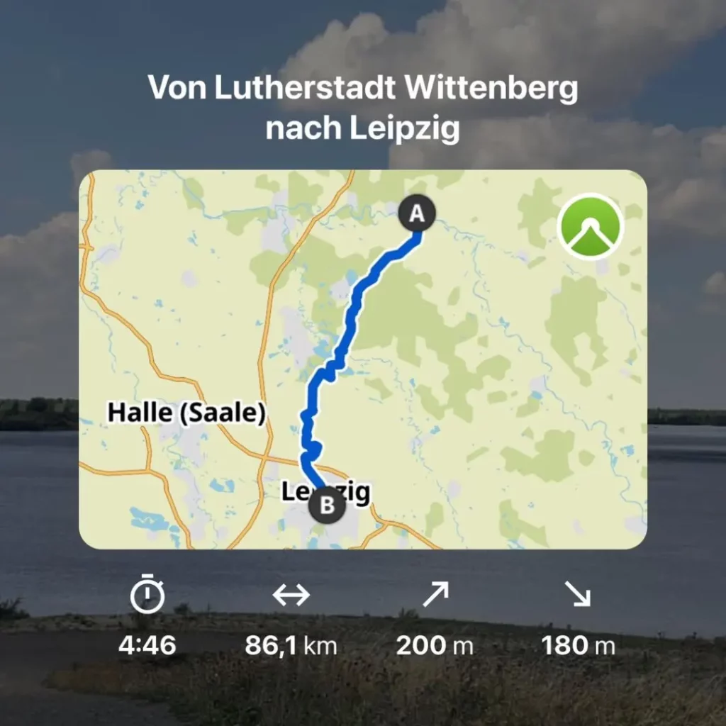 Routenübersicht von Lutherstadt Wittenberge nach Leipzig.