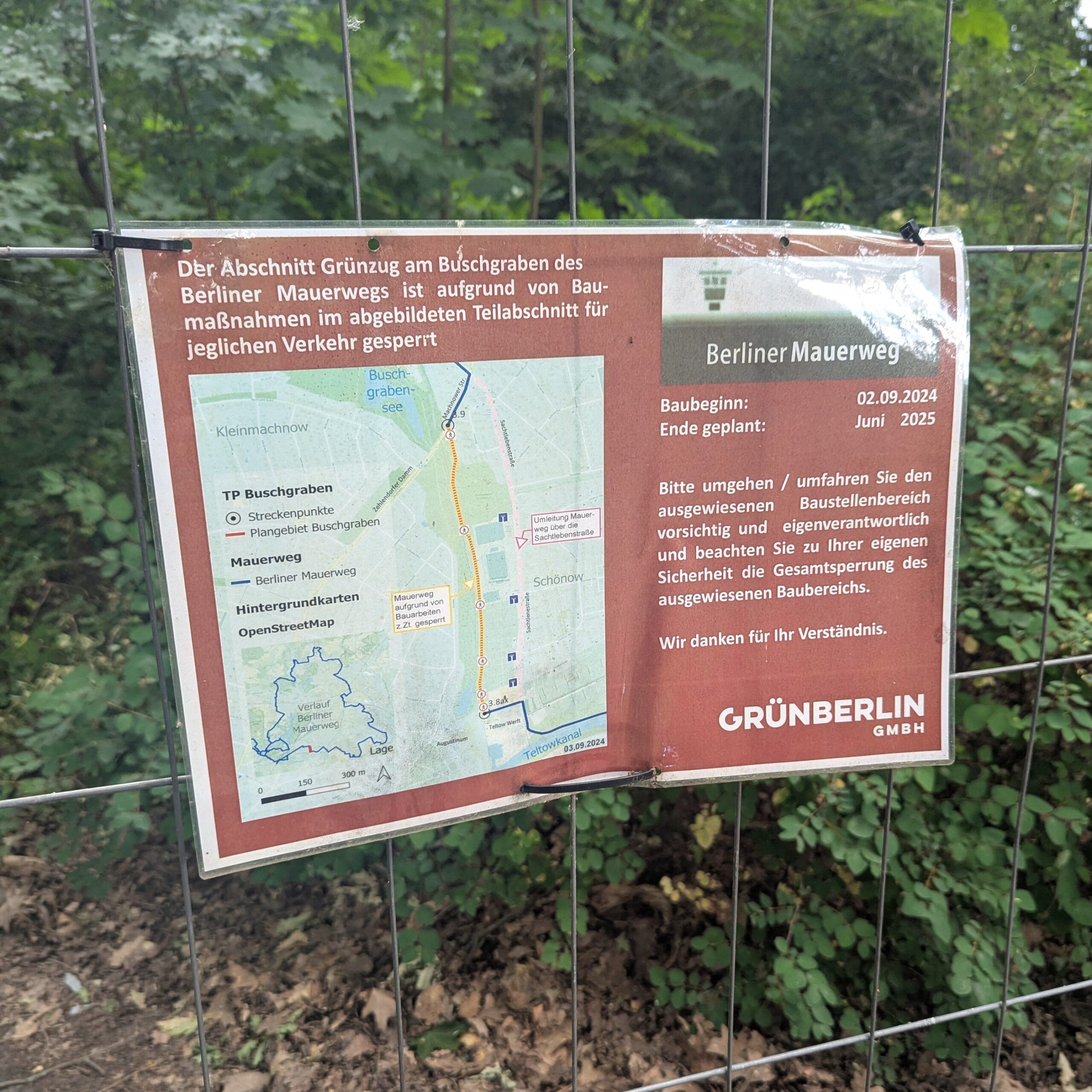 Mauerweg Radtour Umleitung